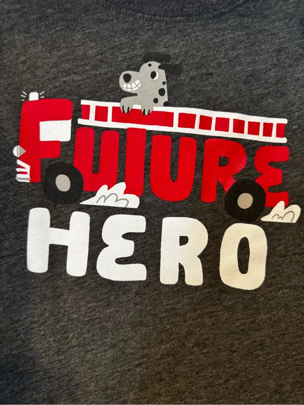 Old Navy Future Hero Fire Truck Graphic Tee - Gray & Red